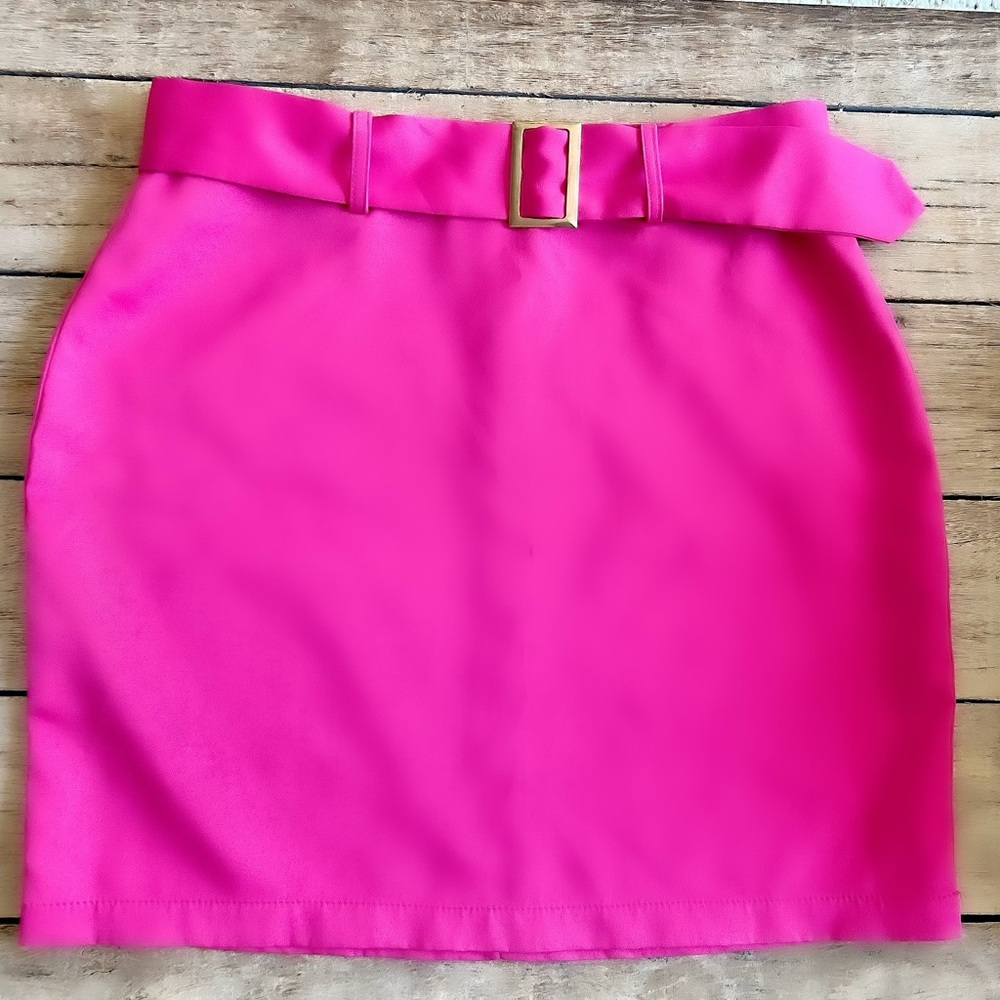 I saw it first 💞 Hot pink - fuchsia mini skirt with belt  s 4